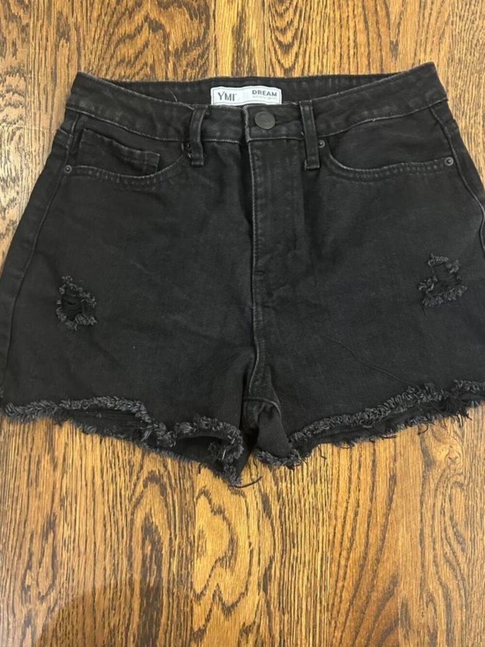 YMI Dream High-Waisted Distressed Black Denim Shorts 5/27